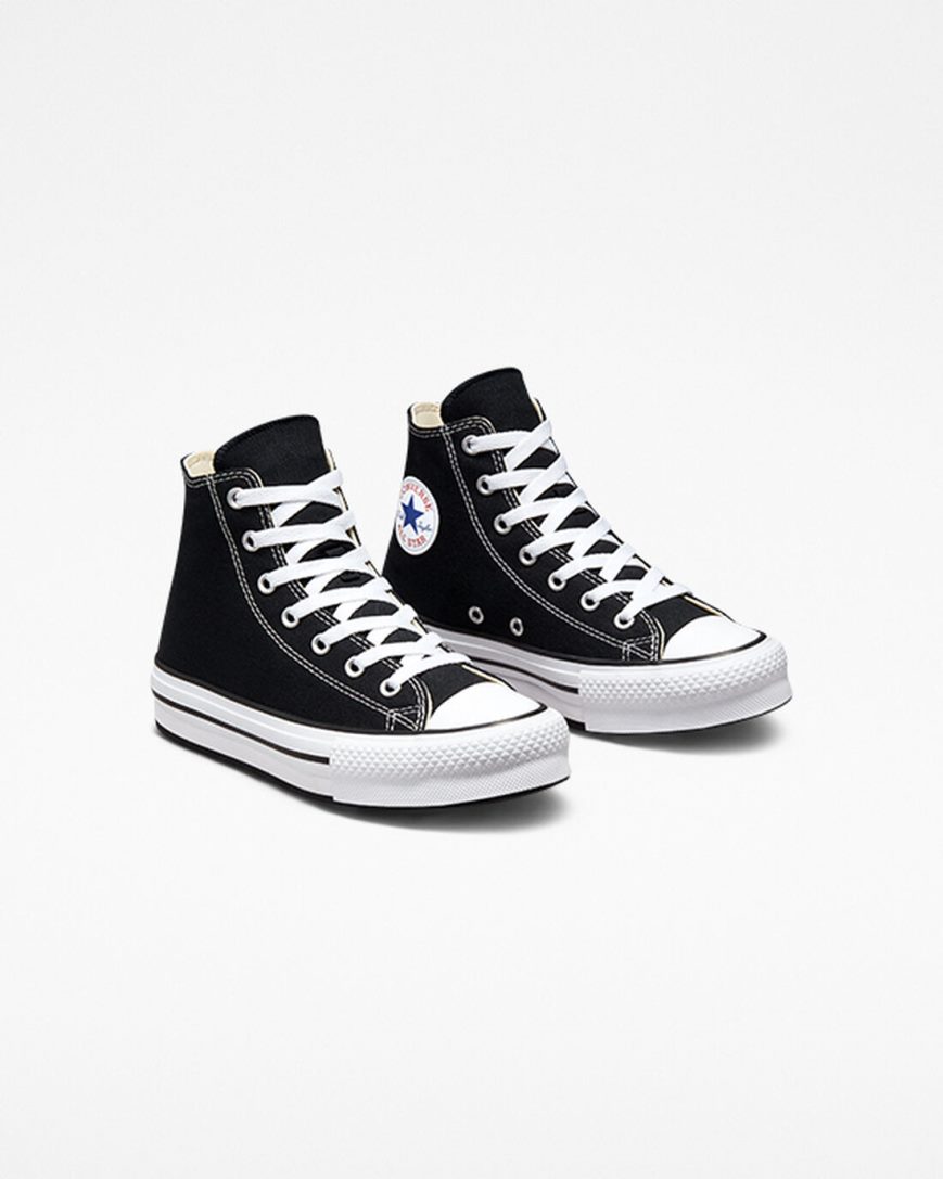 Topanky Na Platforme Converse Chuck Taylor All Star Lift Vysoke Dievcenske Čierne Biele Čierne | SK DFQHB5